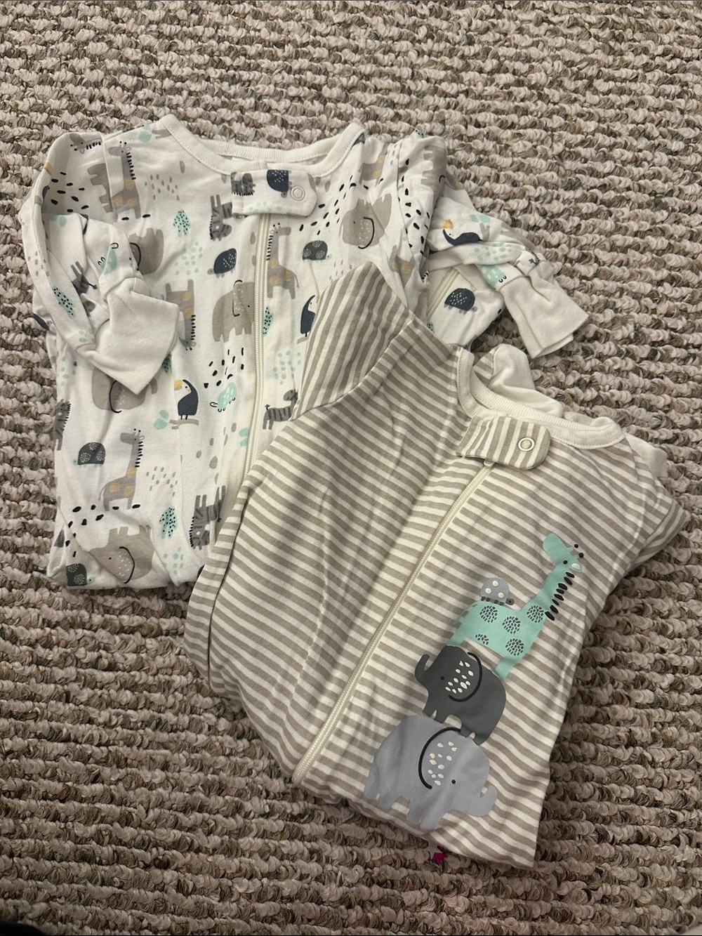 Gerber Organics Neutral Animal Print Zip Sleepers - Set of 2